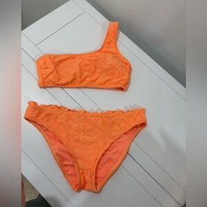 Target Neon Orange Asymmetrical Bikini Swim Set